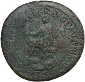 reverse: Nero Claudius Drusus, brother of Tiberius, father of Germanicus and Claudius (died in 9 AD).. AE Sestertius, Rome mint, 50-54 AD. Countermarked NCAPR