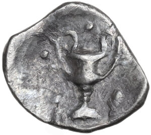 reverse: Southern Apulia, Tarentum. AR Obol, C. 280-228 BC