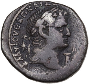 reverse: Vespasian (69-79 AD) with Titus. AR Tetradrachm, Anthioch mint, Seleucis and Pieria