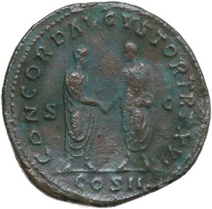 reverse: Marcus Aurelius (161-180).. AE Sestertius. Rome mint. Struck c.161-162