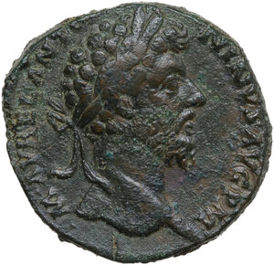 obverse: Marcus Aurelius (161-180).. AE Sestertius, 163-164
