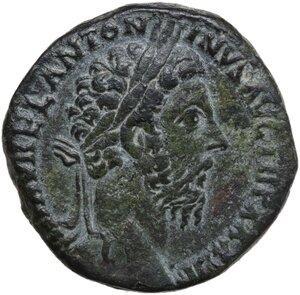 obverse: Marcus Aurelius (161-180).. AE Sestertius, 178-179 AD