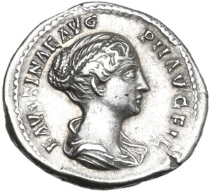 obverse: Faustina II, wife of Marcus Aurelius (died 176 AD).. AR Denarius. Struck under Antoninus Pius, c. AD 147-150
