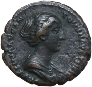 obverse: Faustina II, wife of Marcus Aurelius (died 176 AD).. AE As. Struck under Antoninus Pius, c. 150-152 AD