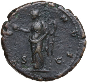 reverse: Faustina II, wife of Marcus Aurelius (died 176 AD).. AE As. Struck under Antoninus Pius, c. 150-152 AD