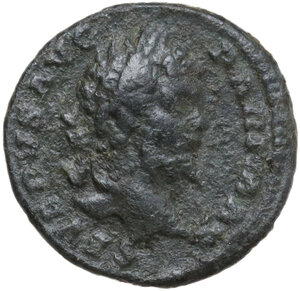 obverse: Septimius Severus (193-211) with Julia Domna.. Debased AR Denarius, 200-201 AD