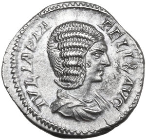 obverse: Julia Domna, wife of Septimius Severus (died 217 AD).. AR Denarius, struck under Caracalla