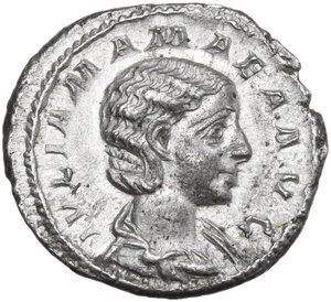 obverse: Julia Mamaea, mother of Severus Alexander (died 235 AD).. AR Denarius, Rome mint, 222 AD