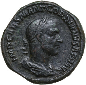 obverse: Gordian I Africanus (238 AD).. AE Sestertius. Rome mint. Struck 1-22 April