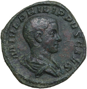 obverse: Philip II as Caesar (244-247).. AE Sestertius, Rome mint