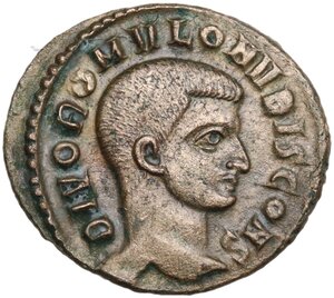 obverse: Divus Romulus, son of Maxentius (died 309 AD).. AE Quarter of Follis. Rome mint, 310 AD