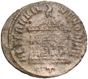 reverse: Divus Romulus, son of Maxentius (died 309 AD).. AE Quarter of Follis. Rome mint, 310 AD