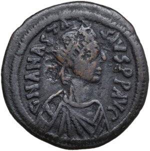 obverse: Anastasius I (491-518).. AE Half Follis. Constantinople mint, 3rd officina. Struck AD 498-518