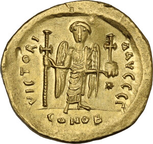 reverse: Justin I (518-527).. AV Solidus, Constantinople mint. Struck 527-538 AD