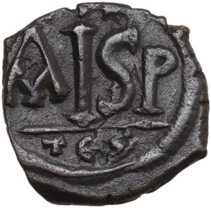 reverse: Justinian I (527-565).. AE 16 Nummi. Thessalonica mint, c. 527-565
