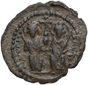 obverse: Justin II and Sofia (565-578).. AE 10 Nummi (Decanummium). Theoupolis (Antioch) mint. Dated RY ?