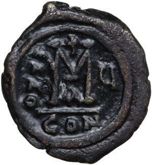 reverse: Maurice Tiberius (582-602).. AE Follis. Constantinople mint, dated year 6 (587/8)
