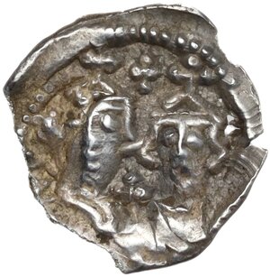 reverse: Constans II, with Constantine IV, Heraclius, and Tiberius (641-668). . AR Half Siliqua. Carthage mint. Struck 662-668
