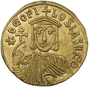 obverse: Theophilus, with Constantine and Michael III (829-842 AD).. AV Solidus, Constantinople mint, 831-842 AD