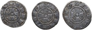 reverse: Bologna.  Repubblica a nome di Enrico VI di Svevia Imperatore (1191-1337).. Lotto di tre (3) bolognini con simboli differenti