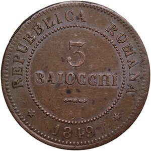 reverse: Bologna.  Repubblica Romana (1848-1849). 3 baiocchi 1849