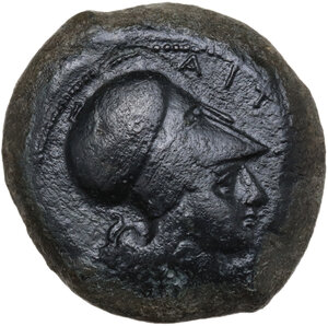 obverse: Aitna. AE Hemilitron, c. 357-344 BC