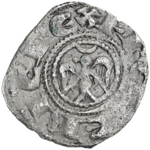 obverse: Messina.  Federico II di Svevia (1197-1250).. Denaro 1214
