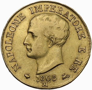 obverse: Milano.  Napoleone Bonaparte (1805-1814).. 40 lire 1808 Milano
