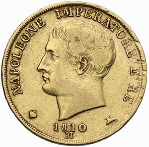 obverse: Milano.  Napoleone Bonaparte (1805-1814).. 20 lire 1810 Milano