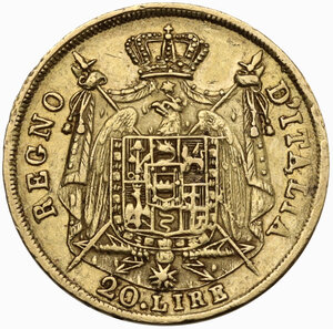 reverse: Milano.  Napoleone Bonaparte (1805-1814).. 20 lire 1810 Milano
