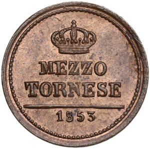reverse: Napoli.  Ferdinando II di Borbone (1830-1859).. Mezzo tornese 1853