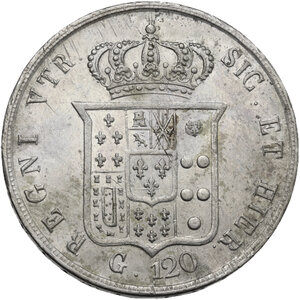 reverse: Napoli.  Ferdinando II di Borbone (1830-1859). 120 grana o piastra 1857