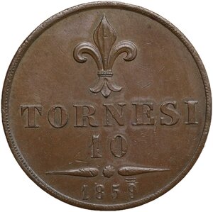 reverse: Napoli.  Francesco II di Borbone (1859-1860).. 10 tornesi 1859