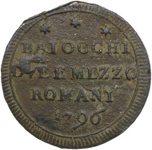 reverse: Roma.  Pio VI (1775-1799), Giovanni Angelo Braschi. Sampietrino da due baiocchi e mezzo 1796