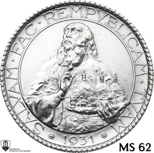 obverse: San Marino.  Seconda monetazione (1931-1938).. 20 lire 1931