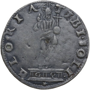 reverse: Venezia.  Pietro Lando (1539-1545). Lira o mocenigo in piombo, sigle G Q, Gaspare Querini massaro