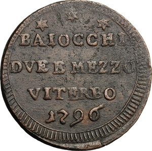 reverse: Viterbo.  Pio VI (1775-1799). Sampietrino da 2 e 1/2 baiocchi 1796