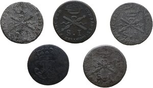 reverse: Carlo Emanuele III (1730-1773). Monetazione per la Sardegna. Lotto di quattro (4) monete da un soldo sardo: 1768, 1769, 1770, 1771. In aggiunta soldo di Carlo Emanuele III
