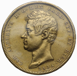 obverse: Carlo Alberto (1831-1849). 100 lire 1834 Torino