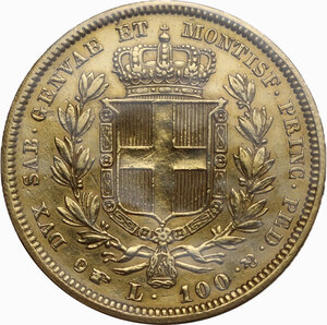 reverse: Carlo Alberto (1831-1849). 100 lire 1834 Torino