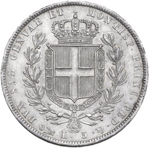 reverse: Carlo Alberto (1831-1849). 5 lire 1836 Genova