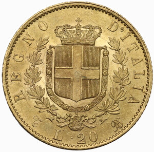 reverse: Vittorio Emanuele II  (1861-1878). 20 lire 1863 Torino