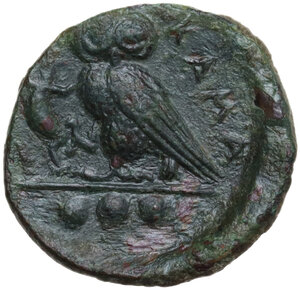 reverse: Kamarina. AE Tetras or Trionkion, c. 410-405 BC