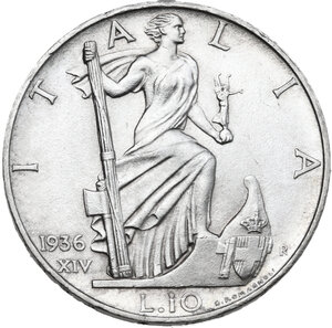 reverse: Vittorio Emanuele III (1900-1943). 10 lire 1936