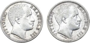 obverse: Vittorio Emanuele III (1900-1943). Lotto di due (2) monete da 2 lire 1902 e 1906