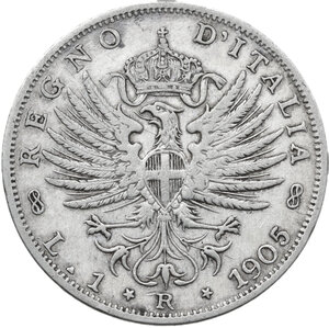 reverse: Vittorio Emanuele III (1900-1943). Lira 1905