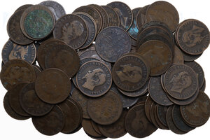 obverse: Lotto di centotredici (113) monete da 10 centesimi (106) e 5 centesimi (7) di Vittorio Emanuele II e Umberto I