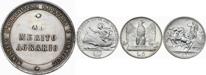 reverse: Lotto di tre (3) monete: medaglia al merito agrario, 5 lire 1927, lira 1915. In aggiunta 5 lire 1935 (Città del Vaticano)