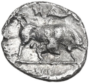 reverse: Southern Lucania, Thurium. AR Triobol, c.  443-400 BC