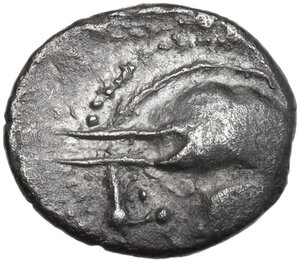 obverse: Central Gaul, Aedui. AR Quinar, 80-50 BC